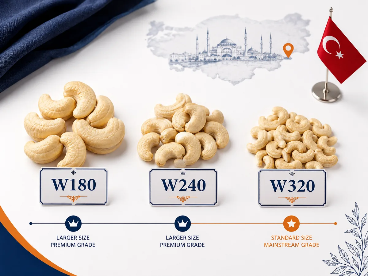 Hiểu mã cỡ hạt điều: W180, W240, W320 và BB thực sự nghĩa là gì
